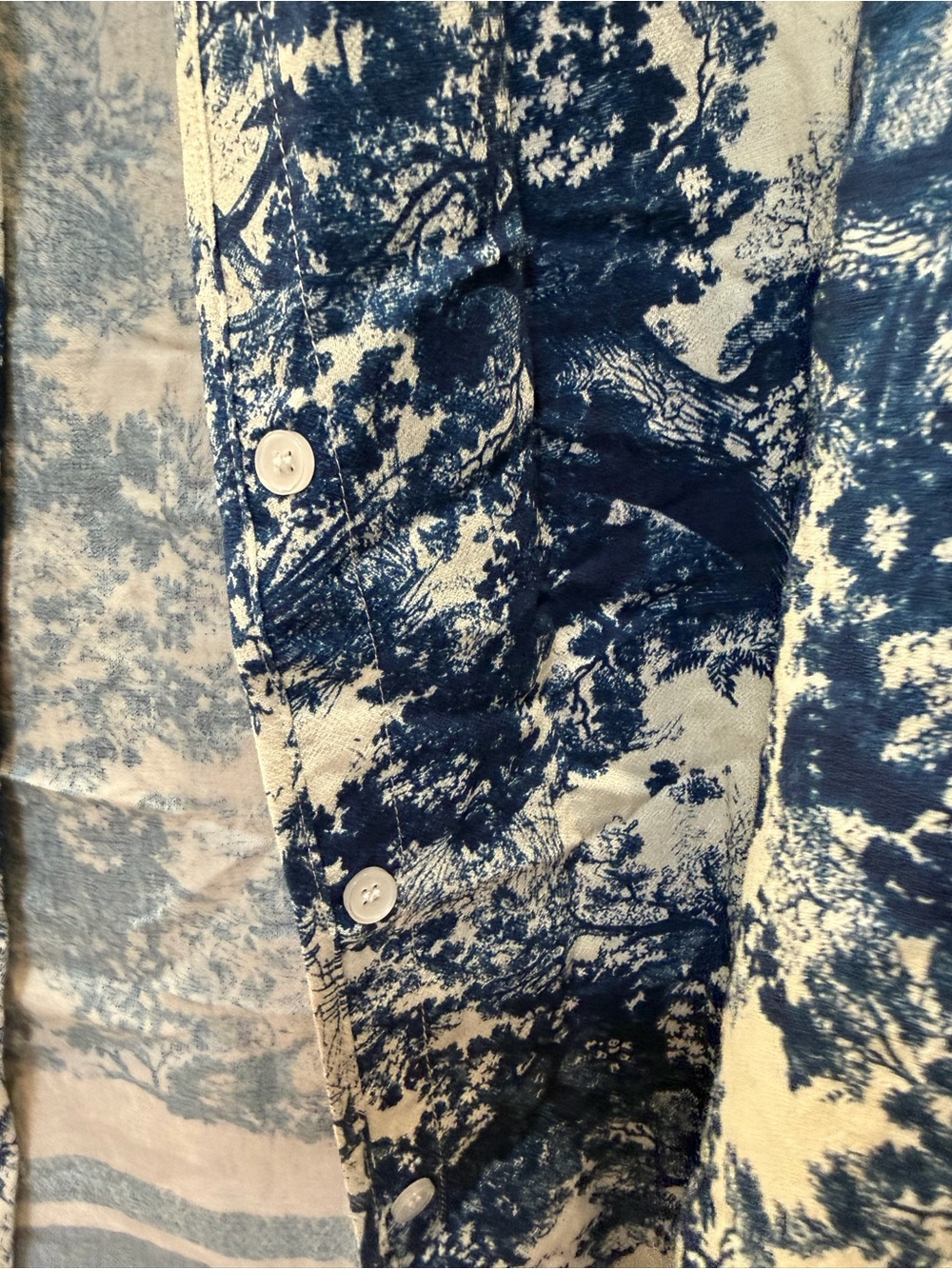Blue Toile Print Short Sleeve Shirt - Women's Blue Toile Top & Shorts- NWT - Picture 7 of 10